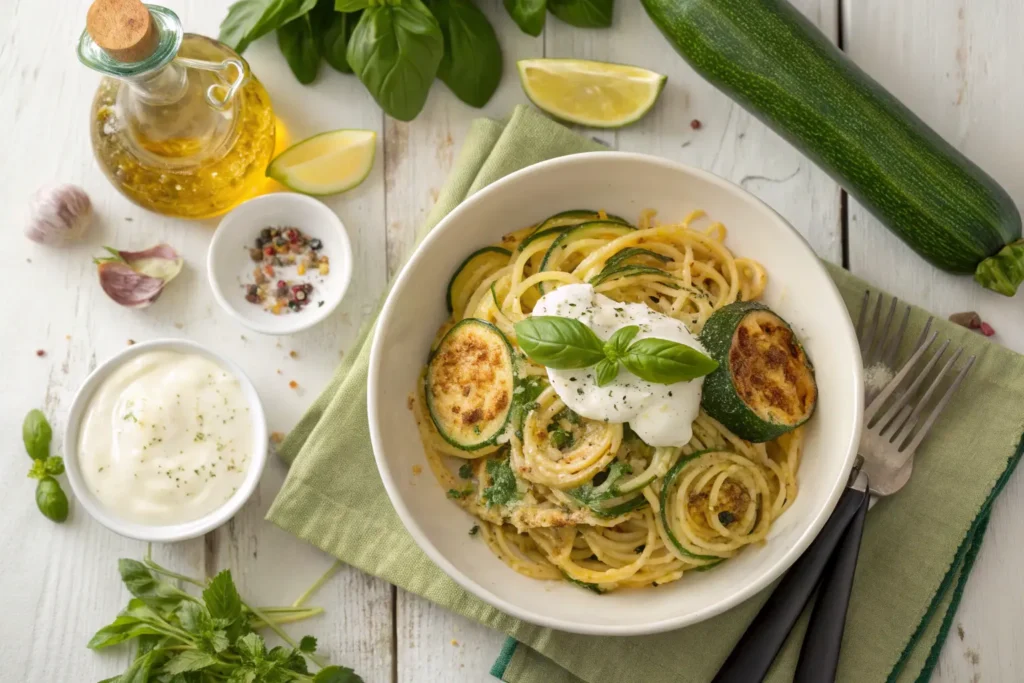 Keto zucchini recipes with parmesan & garlic sauce