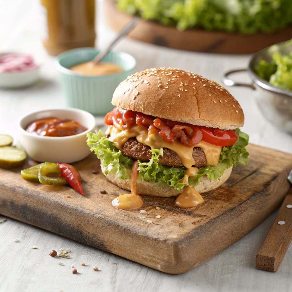 Featured Banner | Close-up overhead shot of tangy burger sauce with fresh herbs and spices