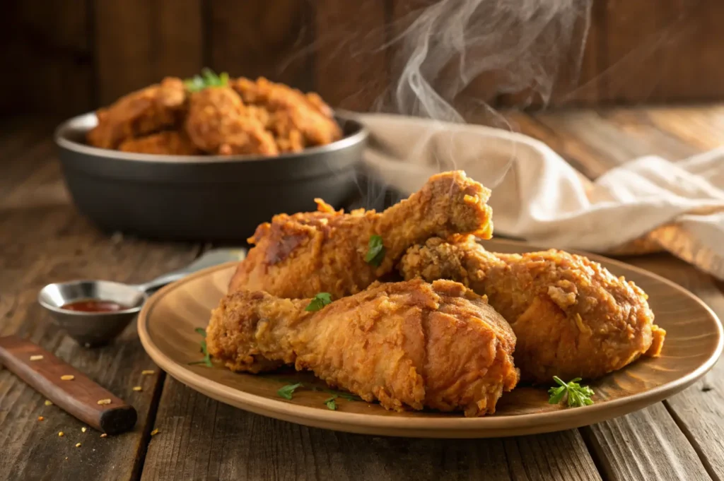 Golden Crispy Chicken Close-up Freshly Fried