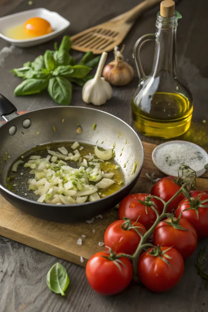 Sautéing aromatics for tomato basil bisque recipe