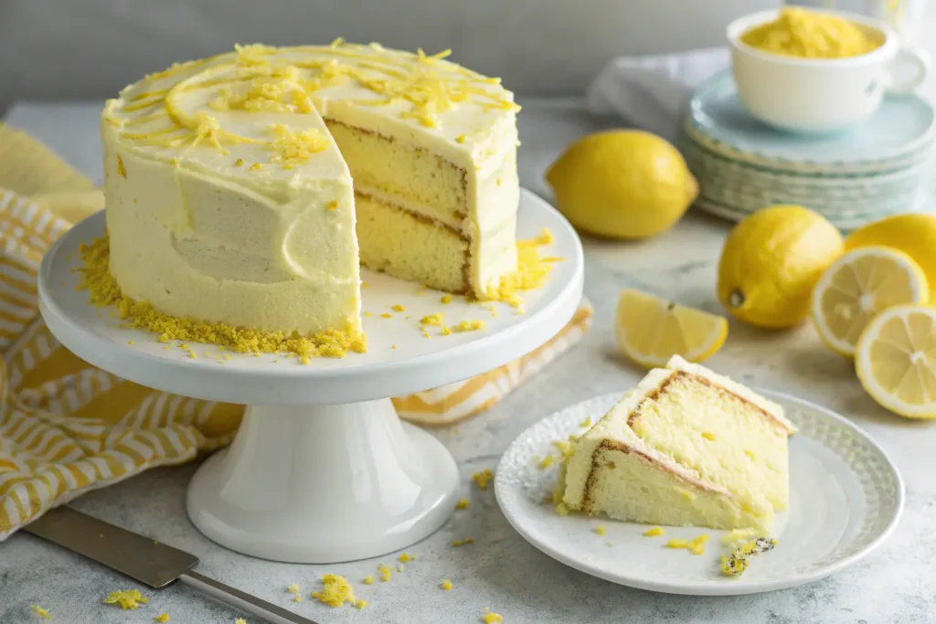 Lemon velvet cake with lemon cream cheese frosting