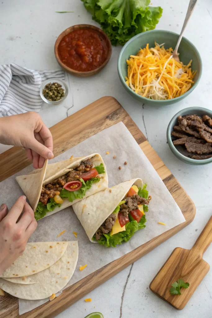 How to layer and fold a Homemade Crunchwrap Supreme